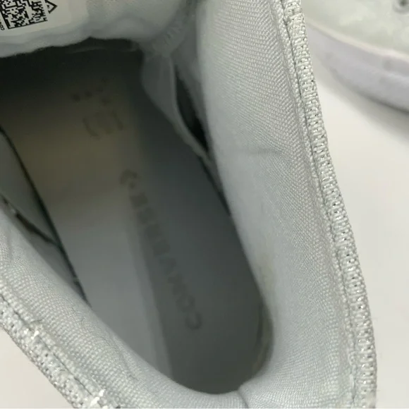 Converse All Star High Top Zipper Silver Glitter Sneakers. Juniors Size 6. - Picture 8 of 8
